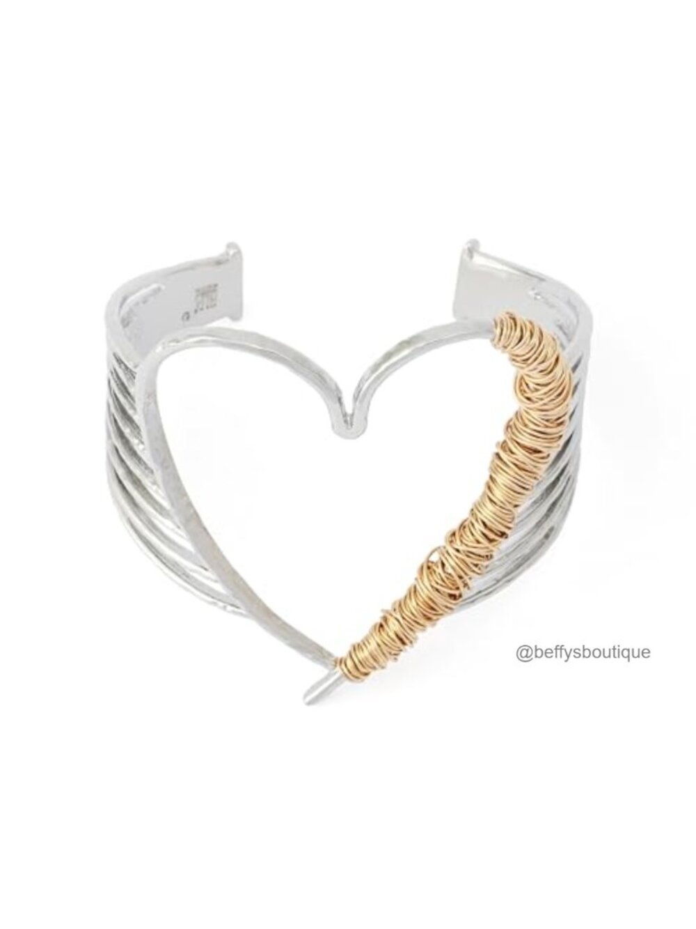 Heart Cuff Bracelet Multi Row Nickel Free Lightweight Slip On